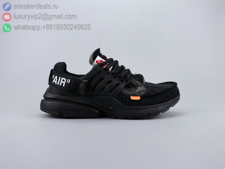 OFF-WHITE X NIKE AIR PRESTO NEW ALL BLACK FABRIC UNISEX RUNNING SHOES
